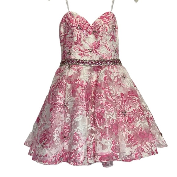 Madison James Special Occasion pink floral mini dress - Picture 2 of 16